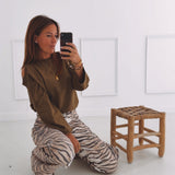 SOFIE KHAKI CUT-OUT SWEATER