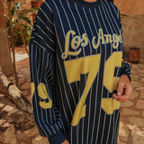 LOS ANGELES 79 DARK BLUE STRIPED SWEATER DRESS