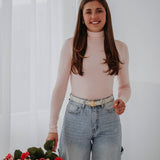 SUSANNA LIGHT PINK LONGSLEEVE TURTLENECK SHIRT