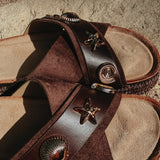 SOLANGE BROWN SHELL SLIPPERS