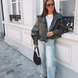 IVYLYN KHAKI LEATHER JACKET