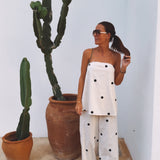 LEONOR ECRU LINEN POLKADOTS TWO-PIECE SET