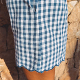 EMANUELA DARK BLUE CHECKERED SHORT