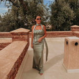 HAYATI SAGE BUSTIER DRESS WITH SCARF