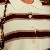 SAILOR ECRU STRIPED POLO SWEATER