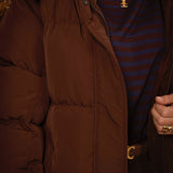 TAELIS BROWN LONG PUFFER COAT