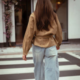 WHISPERING WIND BEIGE BELT SUEDE JACKET