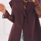 RACHEL BURGUNDY SLEEVELESS BLAZER