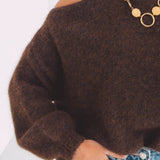 CAMILLE BROWN CUT-OUT PULLOVER