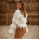 WINIFRED ECRU FRINGE SWEATER