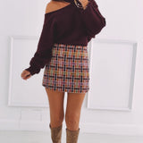 FALL IS COMING BORDEAUX CUT-OUT SWEATER