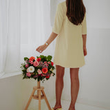 MARIT YELLOW V-NECK DRESS