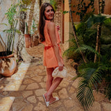 RAQUEL ORANGE DENIM PLAYSUIT