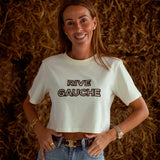 RIVE GAUCHE ECRU CROPPED T-SHIRT