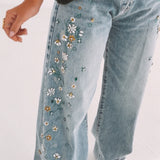 BLUE FLOWER BALLOON JEANS A5260