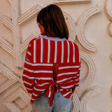 SOMAYA RED STRIPED T-SHIRT