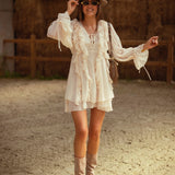 THELMA ECRU RUFFLE DRESS