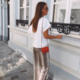 ELARA TAUPE SNAKE PRINT PANTS