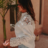 NAWAL WHITE CROCHET BLOUSE JACKET