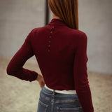 LILIBETH BORDEAUX LONGSLEEVE TURTLENECK SHIRT