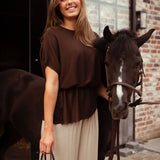 CERELIA BROWN RIBBED BLOUSE