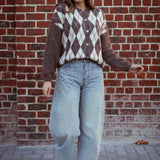 PHAEDRA ECRU/TAUPE ARGYLE CARDIGAN