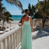 NABILA ALLURE AQUA BLUE ONE SHOULDER DRESS