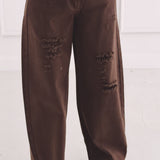 BROWN DISTRESSED BALLOON PANTS 9075-10