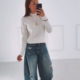 LYNELLE ECRU TURTLENECK KNITTED SWEATER