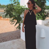 VALERIANA BLACK HALTER DRESS