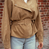 WHISPERING WIND BEIGE BELT SUEDE JACKET
