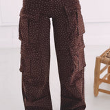 BROWN RHINESTONE CARGO PANTS A3840