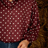 NATASHA BURGUNDY POLKADOTS BLOUSE