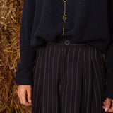 REMMIE WIDE DARK BLUE STRIPED PANTS