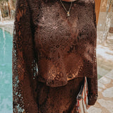 GUADALUPE BROWN CROCHET BLOUSE