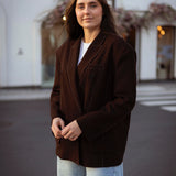 ROXIE BROWN CONTRAST STITCH BLAZER