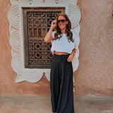 MEKNES DARK BLUE STRIPED BELT PANTS
