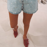 BLUE STUDS DENIM SHORT 9178-4