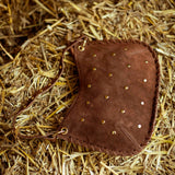 TUMBLE BROWN STUDS SUEDE BAG