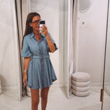 CASSANDRA BLUE STRIPED DRESS