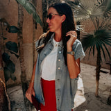 SALINA BLUE DENIM SLEEVELESS JACKET