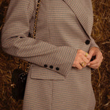 KINZIE BROWN CHECKERED FITTED BLAZER