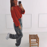 BLUE RHINESTONE CARGO JEANS A3310