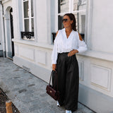 MERLENE BLACK LEATHER BALLOON PANTS