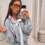 NATASHA BLUE STRIPED BLOUSE