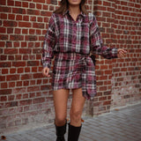 HAZY HUG BORDEAUX CHECKERED BLOUSE