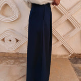 SIHAM DARK BLUE WIDE LEG PANTS