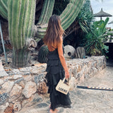 NERJA KHAKI LAYER ONE SHOULDER DRESS