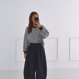 OLIVIA DARK BLUE STRIPED OPEN BACK SWEATER