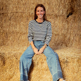 BRIONY DARK BLUE STRIPED LONGSLEEVE SHIRT